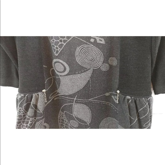 3/$20 Bali Pullover Black Gray Sweater Size L Peplum Zipper Pockets 3/4 Sleeves - Picture 6 of 13